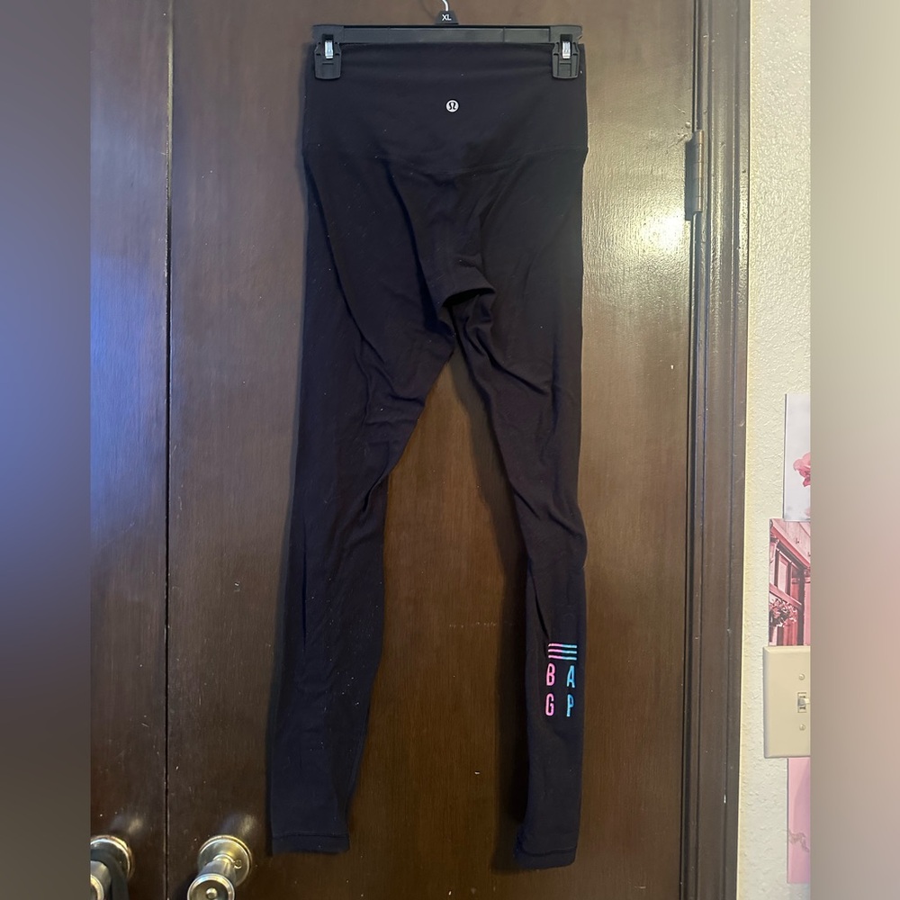 Lululemon black align size 6 these do have some words on the leg and peeling
